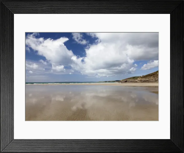 Framed Print : Clouds reflecting in the water at the beach of Pentrez Plage, Finistere, Brittany, France, Europe Framed Print : Clouds reflecting in the water at the beach of Pentrez Plage, Finistere, Brittany, France, Europe