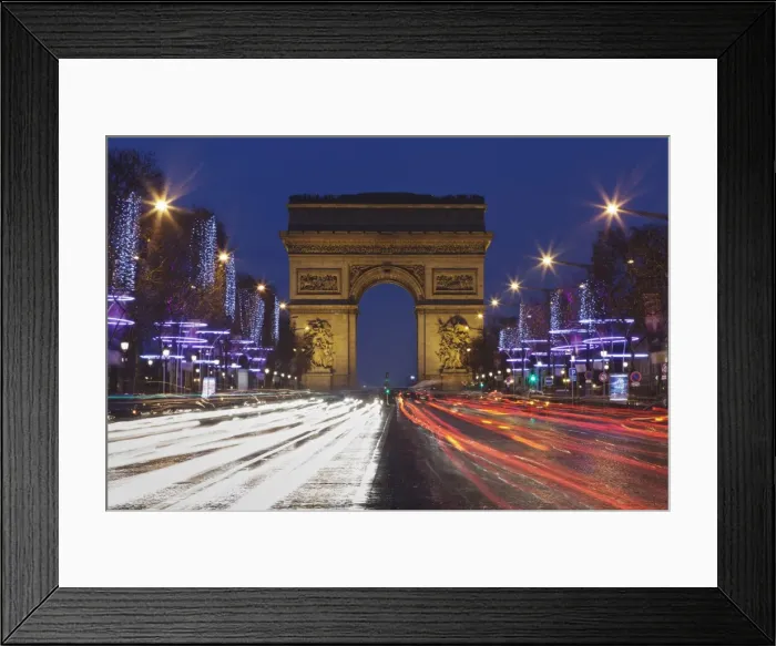 Framed Print : Champs Elysees and Arc de Triomphe at Christmas, Paris, Ile de France, France, Europe