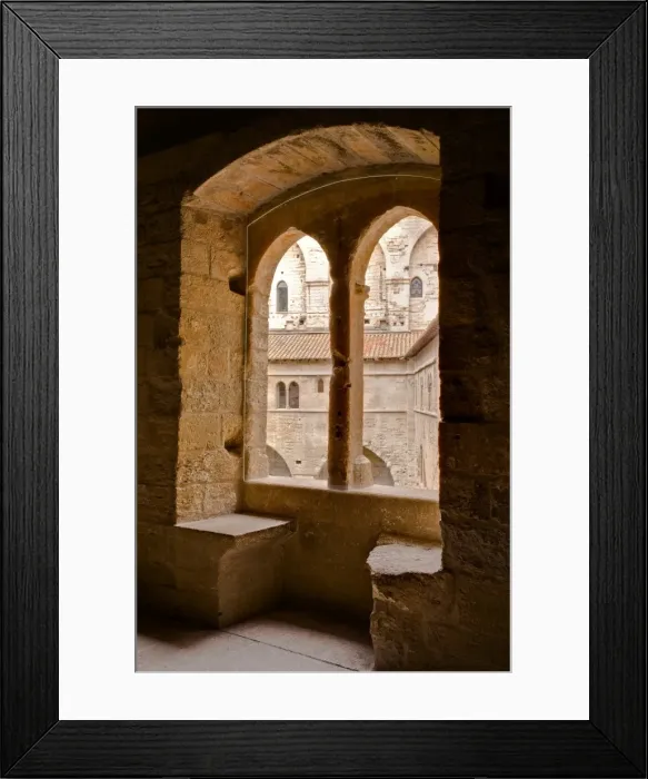 Framed Print : Looking through a window in the Palais de Papes, the palace home to the Sovereign Pontiffs in the 14th century, UNESCO World Heritage Site, Avignon, Vaucluse, France, Europe Framed Print : Looking through a window in the Palais de Papes, the palace home to the Sovereign Pontiffs in the 14th century, UNESCO World Heritage Site, Avignon, Vaucluse, France, Europe