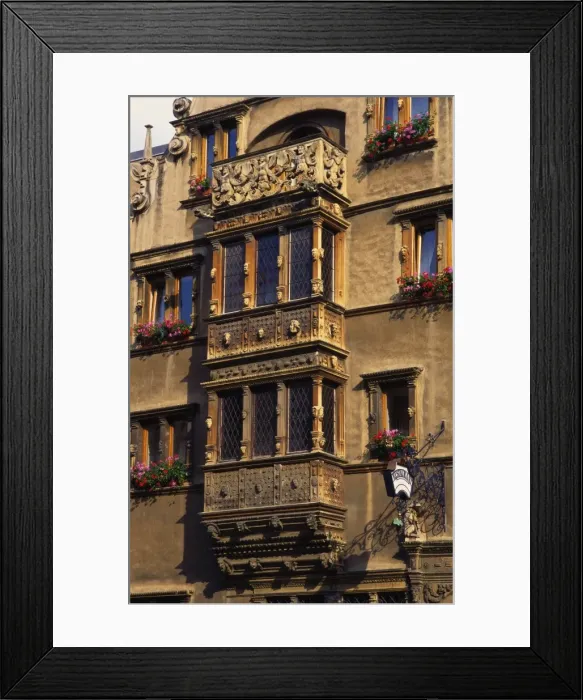 Framed Print : Balcony Windows at The House of Heads (1609), Colmar, Alsace, France