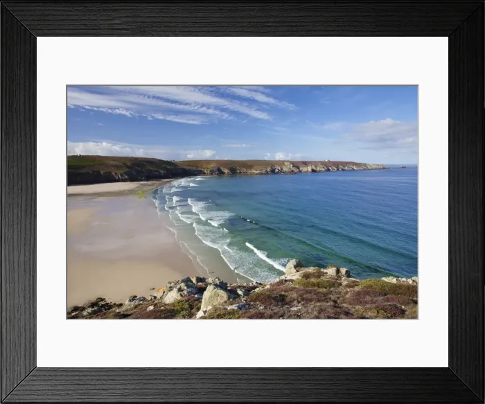 Framed Print : View from Pointe du Van over the Baie des Trepasses to the Pointe du Raz, Peninsula Sizun, Finistere, Brittany, France, Europe Framed Print : View from Pointe du Van over the Baie des Trepasses to the Pointe du Raz, Peninsula Sizun, Finistere, Brittany, France, Europe
