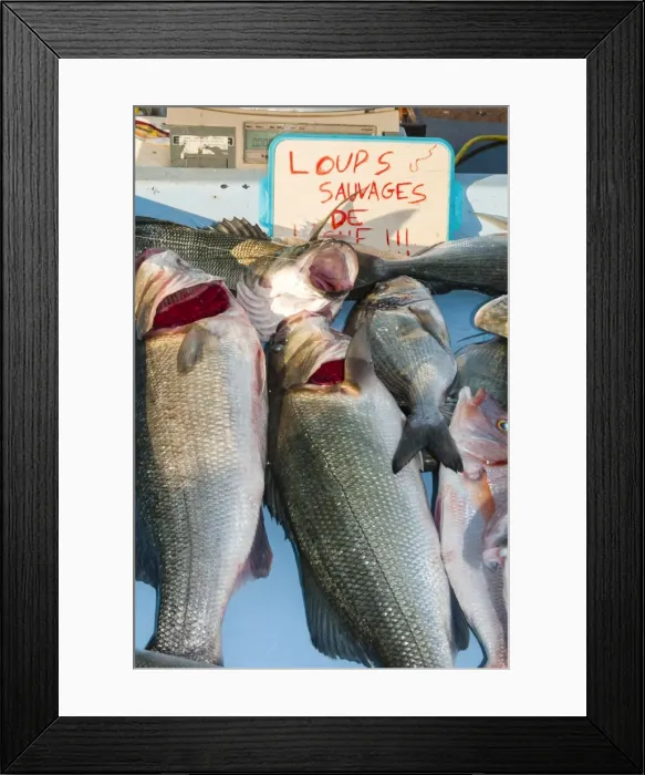 Framed Print : Sunday Fish Market at Vieux Port, Marseille, Bouches du Rhone, Provence-Alpes-Cote-d Azur, France, Europe