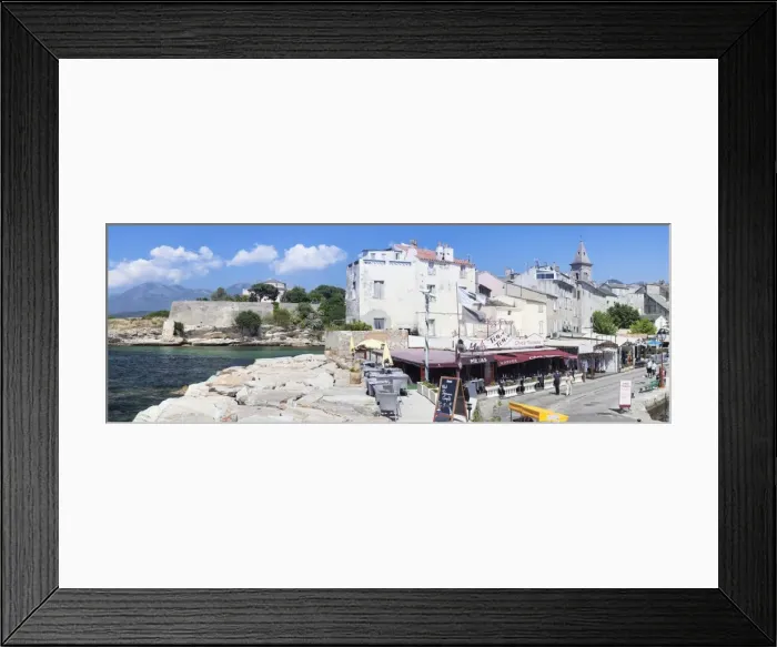 Framed Print : Promenade at the port of Saint Florent with the church of Santa Maria Assunta and the Citadel, Saint Florent, Corsica, France, Mediterranean, Europe Framed Print : Promenade at the port of Saint Florent with the church of Santa Maria Assunta and the Citadel, Saint Florent, Corsica, France, Mediterranean, Europe