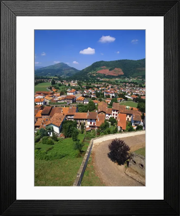 Framed Print : Town in the Pays Basque, Pyrenees Atlantiques, Aquitaine, France Framed Print : Town in the Pays Basque, Pyrenees Atlantiques, Aquitaine, France