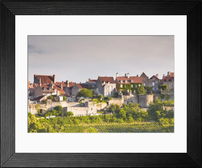 Framed Print : Le Clos Vineyard below the hilltop village of Vezelay in Burgundy, France, Europe Framed Print : Le Clos Vineyard below the hilltop village of Vezelay in Burgundy, France, Europe
