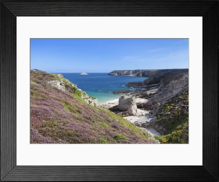 Framed Print : View along the cliffs of Cap Frehel to the lighthouse, Cotes d Armor, Brittany, France, Europe Framed Print : View along the cliffs of Cap Frehel to the lighthouse, Cotes d Armor, Brittany, France, Europe
