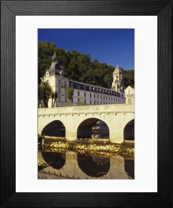 Framed Print : Bridge and Medieval Monastery, Brantome, Dordogne, France Framed Print : Bridge and Medieval Monastery, Brantome, Dordogne, France