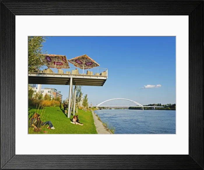 Framed Print : Eurovea, restaurant on a platform above the Danube River, Bratislava, Slovakia, Europe Framed Print : Eurovea, restaurant on a platform above the Danube River, Bratislava, Slovakia, Europe