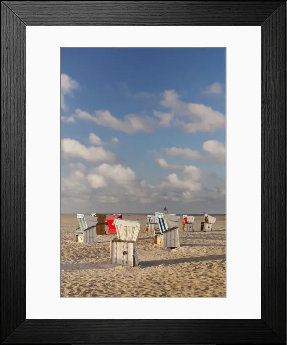 Framed Print : Beach chairs on the beach of Sankt Peter Ording, Eiderstedt Peninsula, Nordfriesland, Schleswig Holstein, Germany, Europe Framed Print : Beach chairs on the beach of Sankt Peter Ording, Eiderstedt Peninsula, Nordfriesland, Schleswig Holstein, Germany, Europe