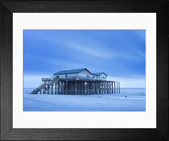 Framed Print : Stilt house on a beach, Sankt Peter Ording, Eiderstedt Peninsula, Schleswig Holstein, Germany, Europe Framed Print : Stilt house on a beach, Sankt Peter Ording, Eiderstedt Peninsula, Schleswig Holstein, Germany, Europe
