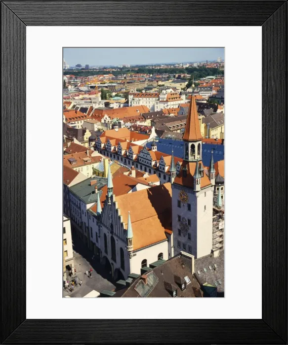 Framed Print : Altes Rathaus With a Rooftop View Over Munich, Bavaria, Germany Framed Print : Altes Rathaus With a Rooftop View Over Munich, Bavaria, Germany