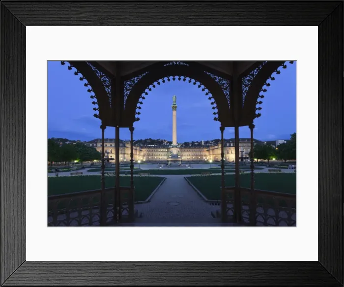 Framed Print : View from the pavilion over Schlossplatz square to the Neues Schloss Castle, Stuttgart, Baden Wurttemberg, Germany, Europe Framed Print : View from the pavilion over Schlossplatz square to the Neues Schloss Castle, Stuttgart, Baden Wurttemberg, Germany, Europe