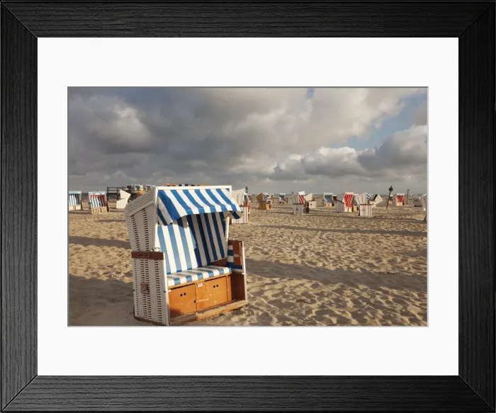 Framed Print : Beach chairs on the beach of Sankt Peter Ording, Eiderstedt Peninsula, Nordfriesland, Schleswig Holstein, Germany, Europe Framed Print : Beach chairs on the beach of Sankt Peter Ording, Eiderstedt Peninsula, Nordfriesland, Schleswig Holstein, Germany, Europe