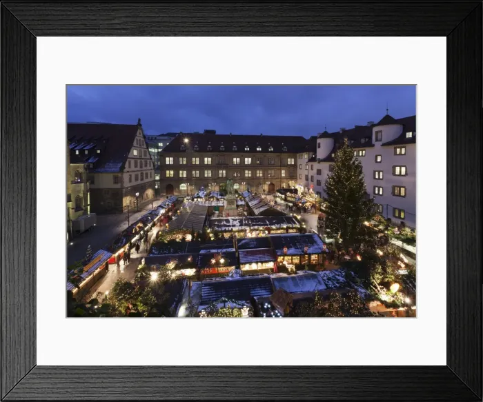 Framed Print : Christmas fair on Schillerplatz Square, Stuttgart, Baden Wurttemberg, Germany, Europe