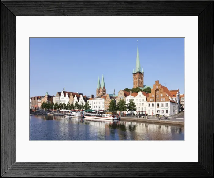 Framed Print : River Trave, Stadttrave with Petri church and Marien church, Lubeck, Schleswig Holstein, Germany, Europe Framed Print : River Trave, Stadttrave with Petri church and Marien church, Lubeck, Schleswig Holstein, Germany, Europe