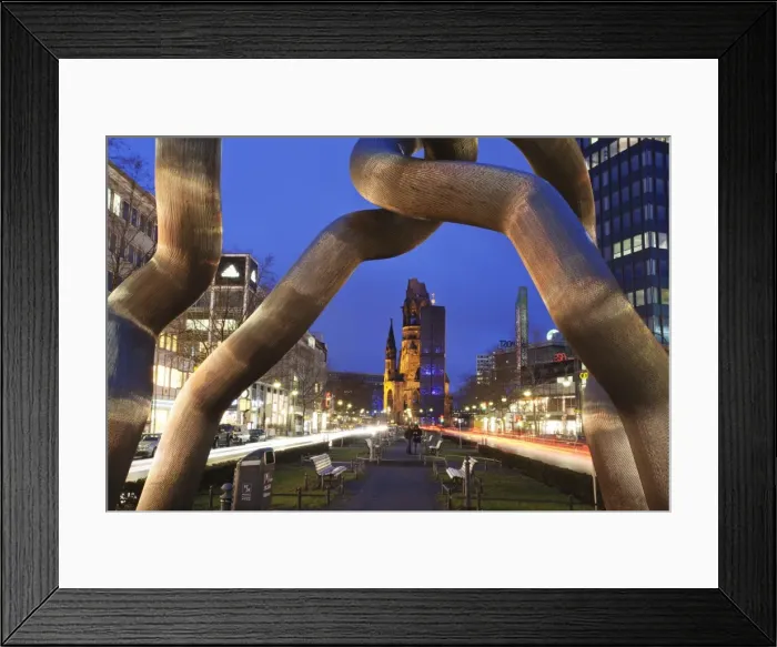 Framed Print : Kaiser Wilhelm memorial church and sculpture at Kurfurstendamm, Berlin, Germany, Europe Framed Print : Kaiser Wilhelm memorial church and sculpture at Kurfurstendamm, Berlin, Germany, Europe