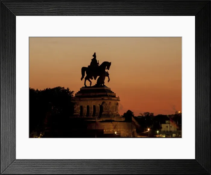 Framed Print : Kaiser Wilhelm I statue at sunset on Deutsches Eck, Koblenz, Rhineland-Palatinate, Germany, Europe Framed Print : Kaiser Wilhelm I statue at sunset on Deutsches Eck, Koblenz, Rhineland-Palatinate, Germany, Europe