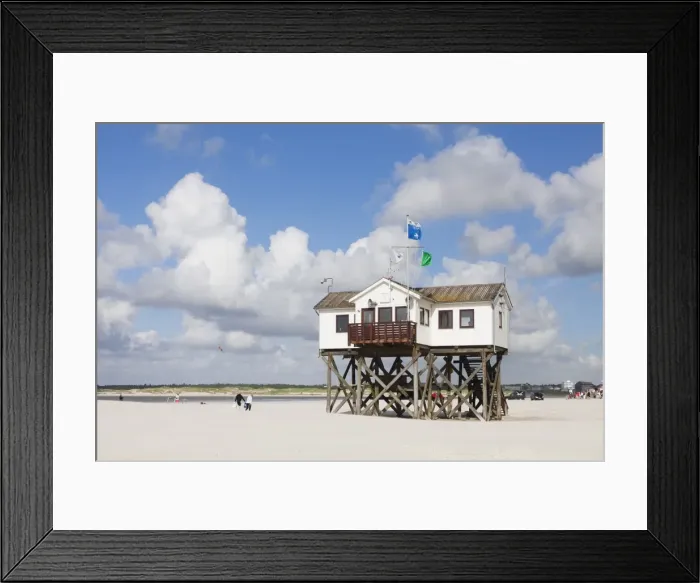 Framed Print : Stilt houses on a beach, Sankt Peter Ording, Eiderstedt Peninsula, Schleswig Holstein, Germany, Europe Framed Print : Stilt houses on a beach, Sankt Peter Ording, Eiderstedt Peninsula, Schleswig Holstein, Germany, Europe