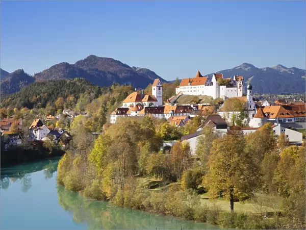 St. Mangs Abbey (Fussen Abbey) and Hohes Schloss Castle, Fussen, Ostallgau, Allgau, Bavaria, Germany, Europe