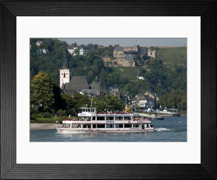Framed Print : River Rhine tourist cruiser passes in front of St. Goar, Rheinfels castle, Rhineland-Palatinate, Germany, Europe Framed Print : River Rhine tourist cruiser passes in front of St. Goar, Rheinfels castle, Rhineland-Palatinate, Germany, Europe
