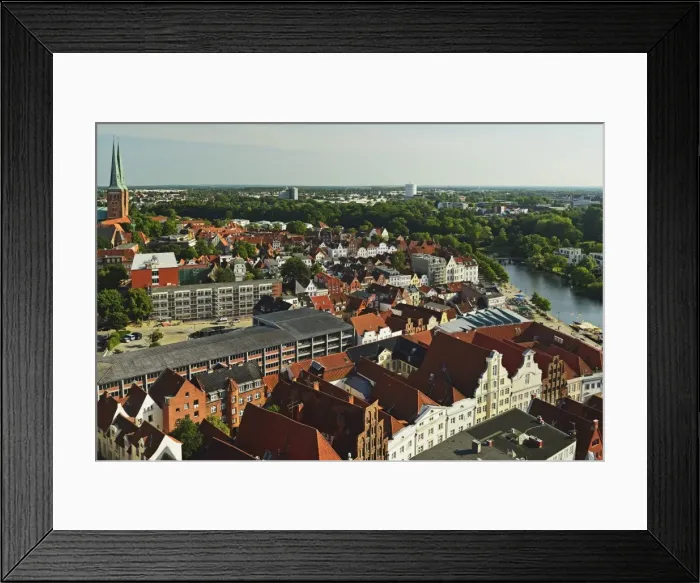 Framed Print : Aerial view of Lubeck, Schleswig-Holstein, Germany, Europe Framed Print : Aerial view of Lubeck, Schleswig-Holstein, Germany, Europe