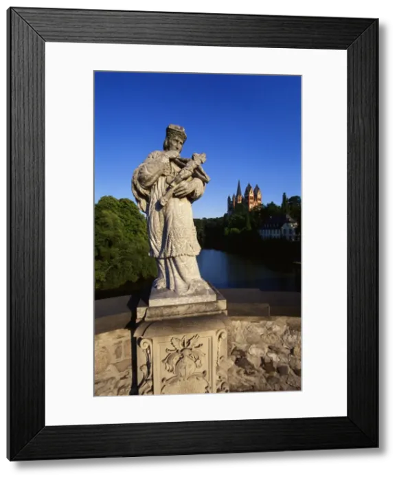 Framed Print : Statue on the Old Lahn-Bridge and a Cathedral in Limburg, Germany Framed Print : Statue on the Old Lahn-Bridge and a Cathedral in Limburg, Germany