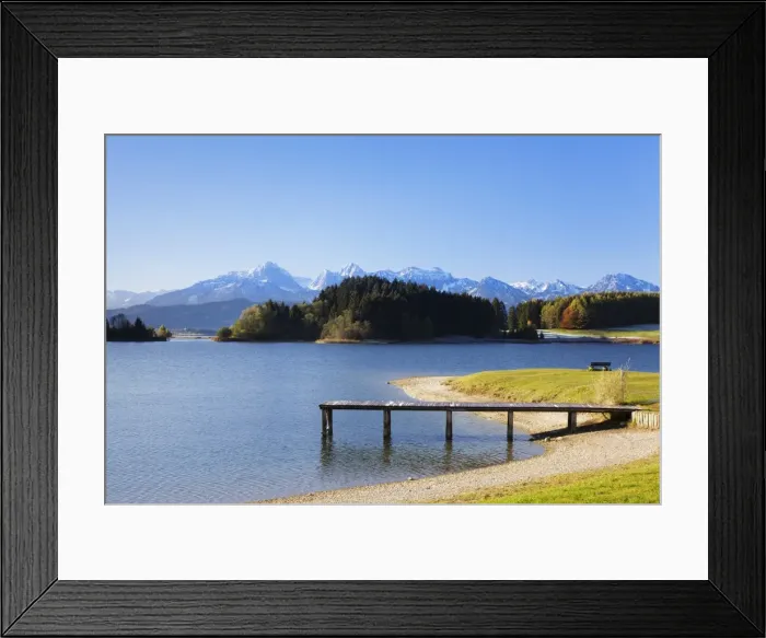 Framed Print : Jetty at Forggensee Lake and Allgau Alps, Fussen, Ostallgau, Allgau, Allgau Alps, Bavaria, Germany, Europe Framed Print : Jetty at Forggensee Lake and Allgau Alps, Fussen, Ostallgau, Allgau, Allgau Alps, Bavaria, Germany, Europe