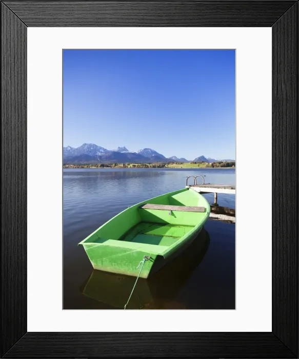 Framed Print : Rowing boat on Hopfensee Lake, near Fussen, Allgau, Bavaria, Germany, Europe