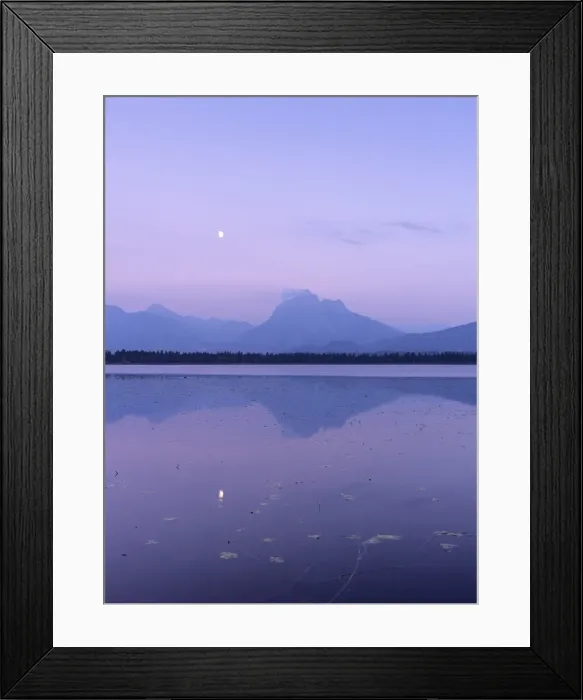Framed Print : Allgau Alps reflecting in Hopfensee Lake at moonrise, near Fussen, Allgau, Bavaria, Germany, Europe Framed Print : Allgau Alps reflecting in Hopfensee Lake at moonrise, near Fussen, Allgau, Bavaria, Germany, Europe