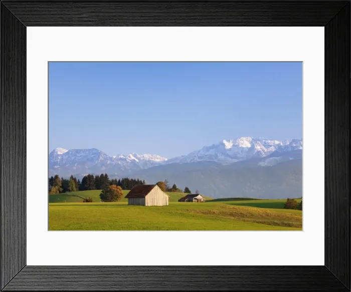 Framed Print : Hut and snow-capped Alps, Allgau, near Fussen, Bavaria, Germany, Europe Framed Print : Hut and snow-capped Alps, Allgau, near Fussen, Bavaria, Germany, Europe