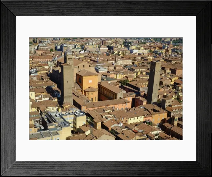 Framed Print : View over the city with the towers of the town, Bologna, Emilia-Romagna, Italy, Europe Framed Print : View over the city with the towers of the town, Bologna, Emilia-Romagna, Italy, Europe