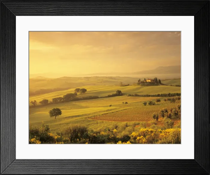 Framed Print : Farmhouse Belvedere at sunrise, UNESCO World Heritage Site, Val d Orcia, San Quirico, Province Siena, Tuscany, Italy, Europe Framed Print : Farmhouse Belvedere at sunrise, UNESCO World Heritage Site, Val d Orcia, San Quirico, Province Siena, Tuscany, Italy, Europe