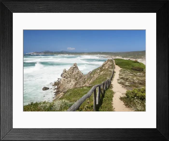 Framed Print : Path along the west coast at the beach of Rena Maiore, Sardinia, Italy, Mediterranean, Europe Framed Print : Path along the west coast at the beach of Rena Maiore, Sardinia, Italy, Mediterranean, Europe