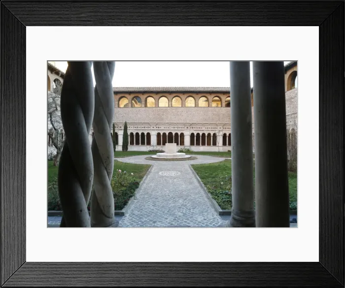 Framed Print : Twisted columns of marble in the Vassaletto cloisters in the Papal Arch basilica of St. John Lateran, Rome, Lazio, Italy, Europe Framed Print : Twisted columns of marble in the Vassaletto cloisters in the Papal Arch basilica of St. John Lateran, Rome, Lazio, Italy, Europe