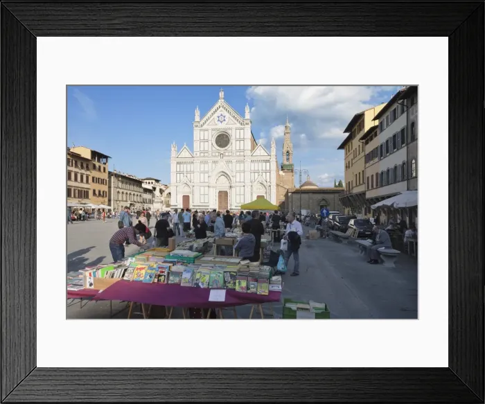 Framed Print : Flea market in front of the church of Santa Croce, Florence, UNESCO World Heritage Site, Tuscany, Italy, Europe Framed Print : Flea market in front of the church of Santa Croce, Florence, UNESCO World Heritage Site, Tuscany, Italy, Europe