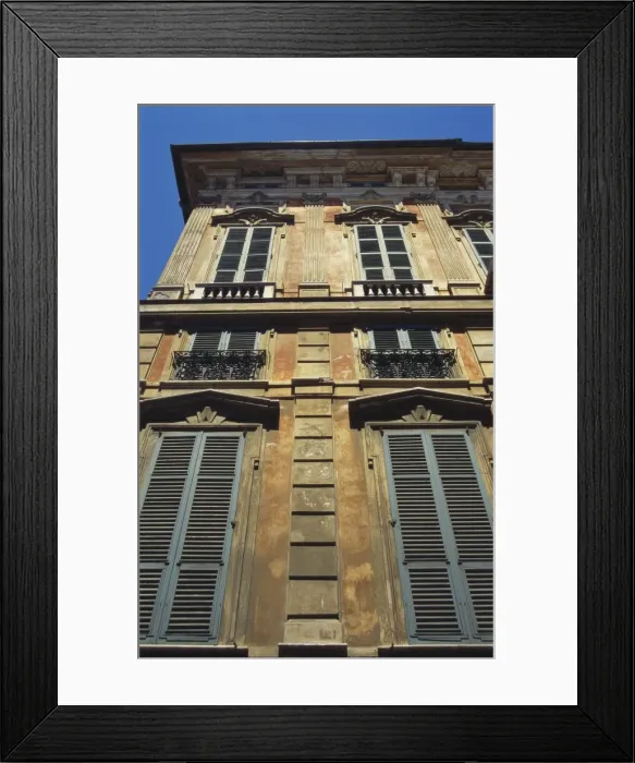 Framed Print : Building Exterior Showing Window Shutters, Genoa, Italy Framed Print : Building Exterior Showing Window Shutters, Genoa, Italy