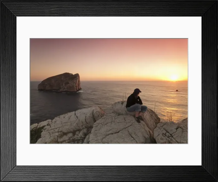 Framed Print : Capo Caccia and Cala Inferno at sunset, Provinz Nurra, Sardinia, Italy, Mediterranean, Europe Framed Print : Capo Caccia and Cala Inferno at sunset, Provinz Nurra, Sardinia, Italy, Mediterranean, Europe