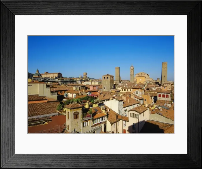 Framed Print : Cityscape with the towers of the town, Bologna, Emilia-Romagna, Italy, Europe Framed Print : Cityscape with the towers of the town, Bologna, Emilia-Romagna, Italy, Europe