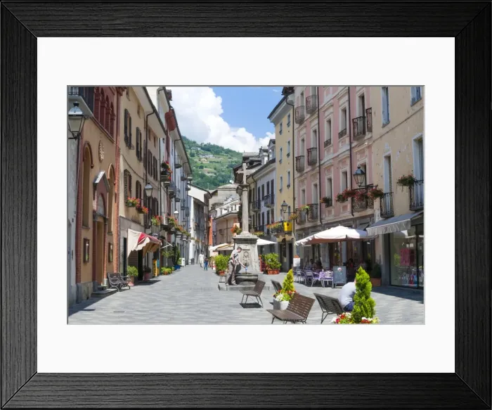 Framed Print : Croix de Ville street, Aosta, Aosta Valley, Italian Alps, Italy, Europe Framed Print : Croix de Ville street, Aosta, Aosta Valley, Italian Alps, Italy, Europe