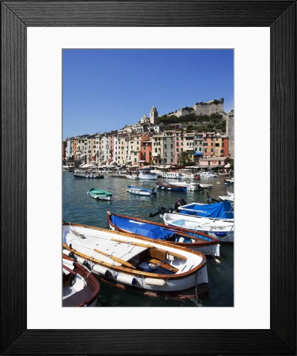Framed Print : Colourful painted buildings by the Marina at Porto Venere, Cinque Terre, UNESCO World Heritage Site, Liguria, Italy, Mediterranean, Europe Framed Print : Colourful painted buildings by the Marina at Porto Venere, Cinque Terre, UNESCO World Heritage Site, Liguria, Italy, Mediterranean, Europe