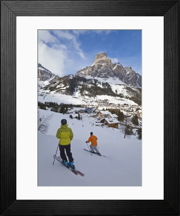 Framed Print : Corvara village in the Sella Ronda ski area, Val Gardena, Dolomites, South Tirol, Trentino-Alto Adige, Italy, Europe