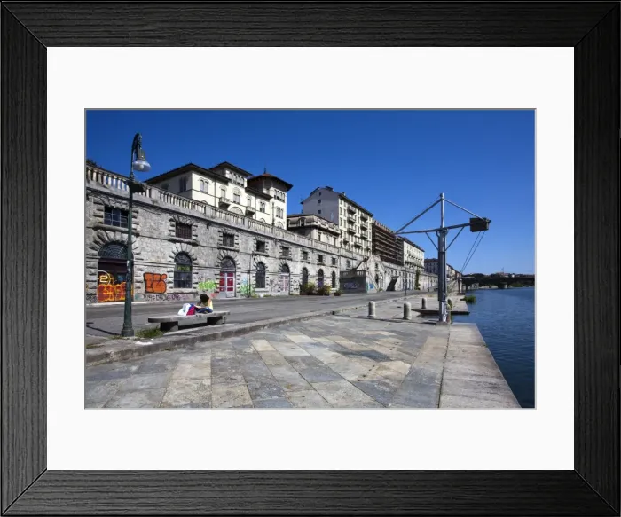Framed Print : The Murazzi del Po in summer, Turin, Piedmont, Italy, Europe Framed Print : The Murazzi del Po in summer, Turin, Piedmont, Italy, Europe