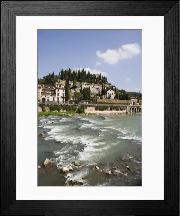 Framed Print : View of Teatro Romano and Museo Archeologico over the river Adige, Verona, Italy Framed Print : View of Teatro Romano and Museo Archeologico over the river Adige, Verona, Italy