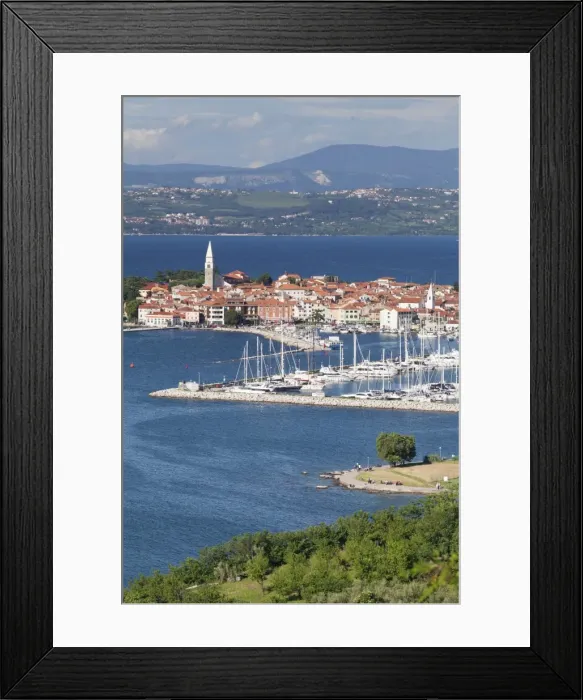 Framed Print : High angle view of the old town and the harbour of Izola, Primorska, Istria, Slovenia, Europe Framed Print : High angle view of the old town and the harbour of Izola, Primorska, Istria, Slovenia, Europe