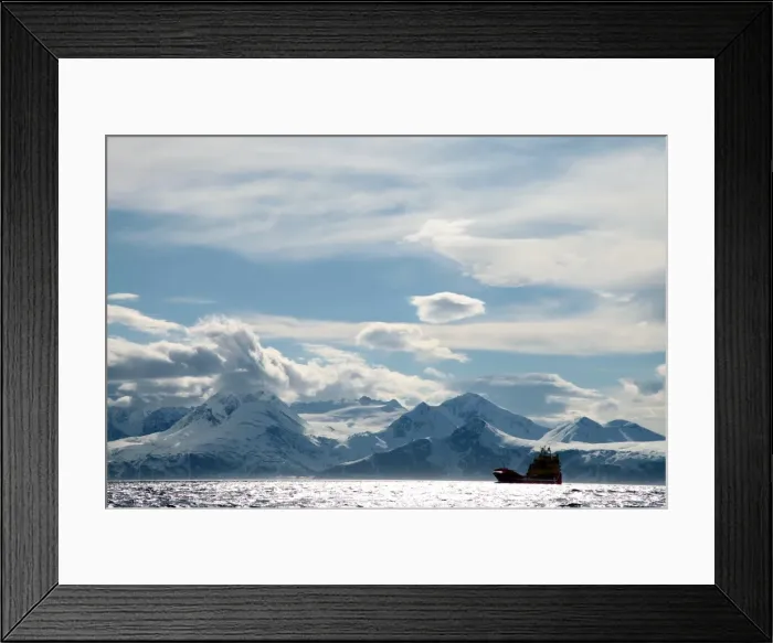 Framed Print : Coastal freighter and the Lyngen Alps, Troms, arctic Norway, Scandinavia, Europe Framed Print : Coastal freighter and the Lyngen Alps, Troms, arctic Norway, Scandinavia, Europe
