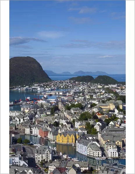 Elevated view over Alesund, Sunnmore, More og Romsdal, Norway, Scandinavia, Europe