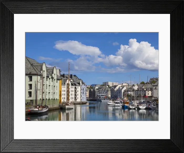 Framed Print : Old fishing warehouses in harbour, Alesund, Sunnmore, More og Romsdal, Norway, Scandinavia, Europe Framed Print : Old fishing warehouses in harbour, Alesund, Sunnmore, More og Romsdal, Norway, Scandinavia, Europe