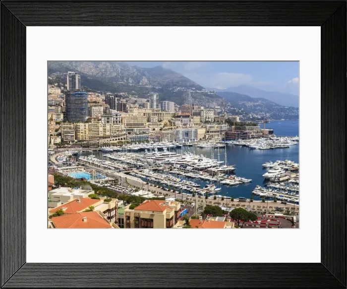 Framed Print : High angle view of Monaco and harbour, Monaco, Mediterranean, Europe Framed Print : High angle view of Monaco and harbour, Monaco, Mediterranean, Europe