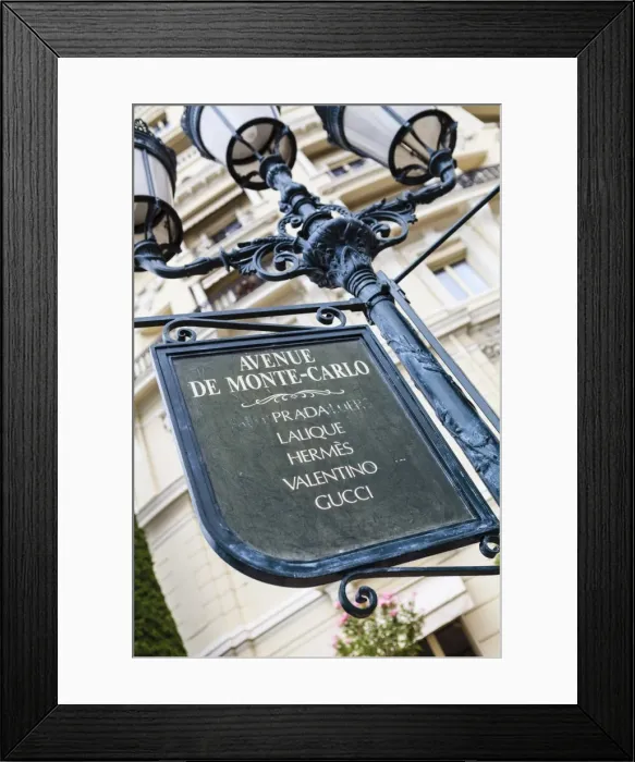 Framed Print : Sign for exclusive shops, Monaco-Ville, Monaco, Europe Framed Print : Sign for exclusive shops, Monaco-Ville, Monaco, Europe