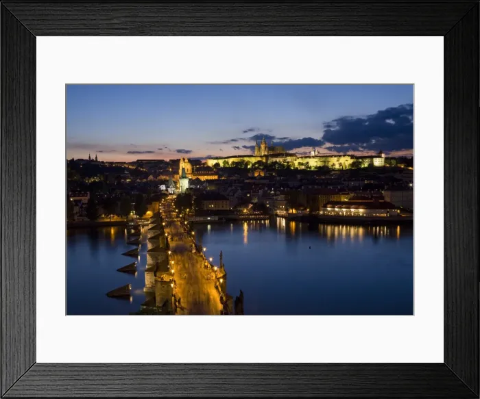 Framed Print : Charles Bridge over the River Vltava and Little Quarter illuminated at dusk, UNESCO World Heritage Site, Prague, Czech Republic, Europe Framed Print : Charles Bridge over the River Vltava and Little Quarter illuminated at dusk, UNESCO World Heritage Site, Prague, Czech Republic, Europe